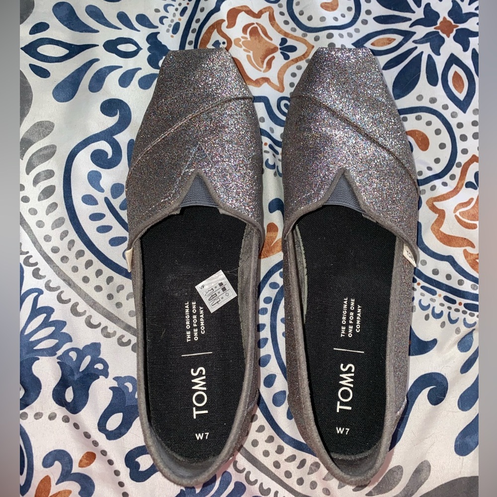 Dark silver rainbow glitter Toms!